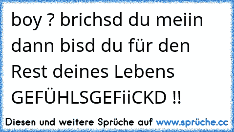 boy ? brichsd du meiin ♥ dann bisd du für den Rest deines Lebens GEFÜHLSGEFiiCKD !!