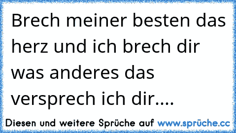 Brech meiner besten das herz und ich brech dir was anderes das versprech ich dir....