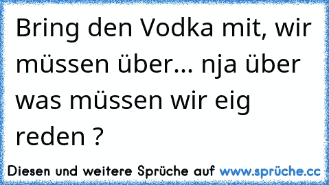 Bring den Vodka mit, wir müssen über... nja über was müssen wir eig reden ?