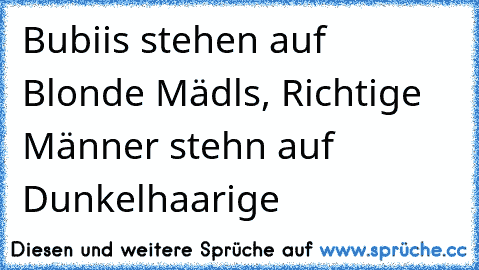 Bubiis stehen auf Blonde Mädls, Richtige Männer stehn auf Dunkelhaarige