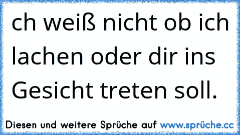 ch weiß nicht ob ich lachen oder dir ins Gesicht treten soll.