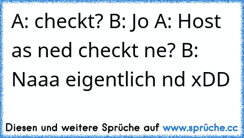 A: checkt? B: Jo A: Host as ned checkt ne? B: Naaa eigentlich nd xDD