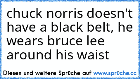 chuck norris doesn't﻿ have a black belt, he wears bruce lee around his waist