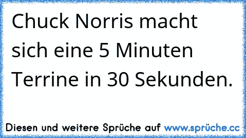 Chuck Norris macht sich eine 5 Minuten Terrine in 30 Sekunden.