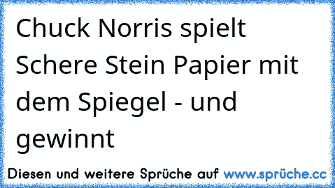 Chuck Norris spielt Schere Stein Papier mit dem Spiegel - und gewinnt