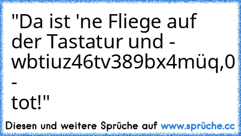 "Da ist 'ne Fliege auf der Tastatur und - wbtiuz46tv389bx4müq,0 - tot!"