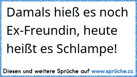 Damals hieß es noch Ex-Freundin, heute heißt es Schlampe!