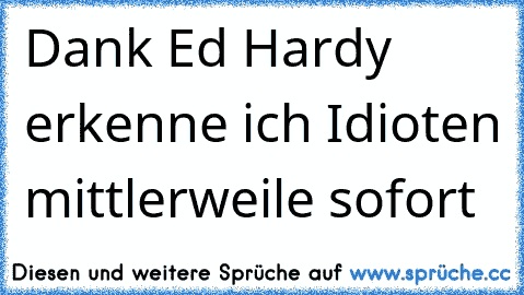 Dank Ed Hardy erkenne ich Idioten mittlerweile sofort…