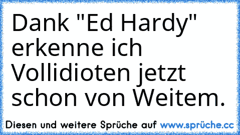 Dank "Ed Hardy" erkenne ich Vollidioten jetzt schon von Weitem.