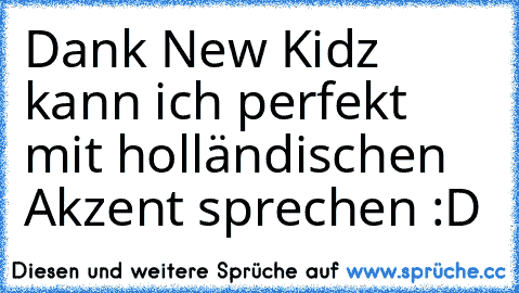 Dank New Kidz kann ich perfekt mit holländischen Akzent sprechen :D