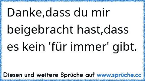 Danke,dass du mir beigebracht hast,dass es kein 'für immer' gibt.