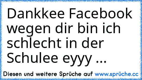 Dankkee Facebook wegen dir bin ich schlecht in der Schulee eyyy ...