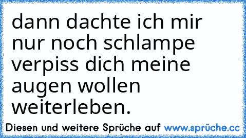 dann dachte ich mir nur noch schlampe verpiss dich meine augen wollen weiterleben.