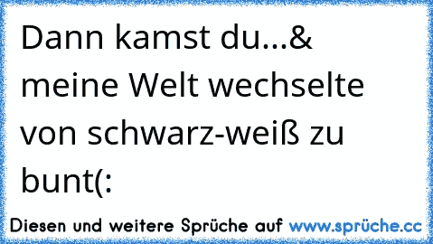 Dann kamst du...& meine Welt wechselte von schwarz-weiß zu bunt(: