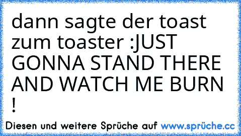 dann sagte der toast zum toaster :
JUST GONNA STAND THERE AND WATCH ME BURN !