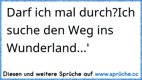 Darf ich mal durch?
Ich suche den Weg ins Wunderland...♥'