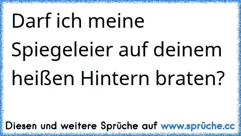 Darf ich meine Spiegeleier auf deinem heißen Hintern braten?