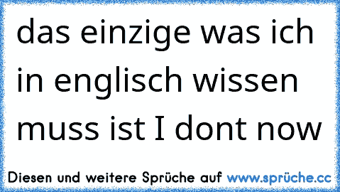 das einzige was ich in englisch wissen muss ist I dont now