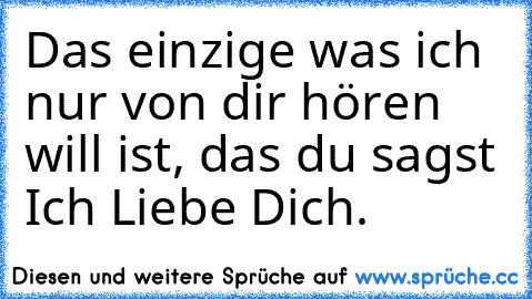 Das einzige was ich nur von dir hören will ist, das du sagst Ich Liebe Dich.