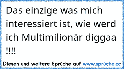 Das einzige was mich interessiert ist, wie werd ich Multimilionär diggaa !!!!