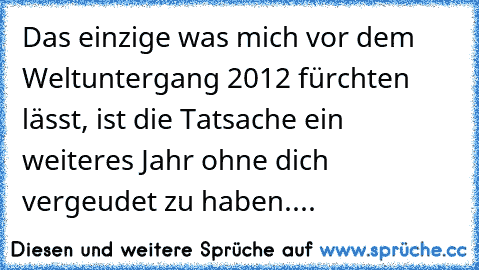 Das einzige was mich vor dem Weltuntergang 2012 fürchten lässt, ist die Tatsache ein weiteres Jahr ohne dich vergeudet zu haben....♥