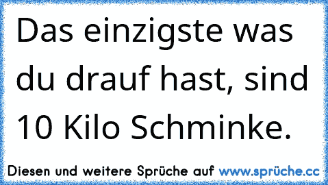 Das einzigste was du drauf hast, sind 10 Kilo Schminke.