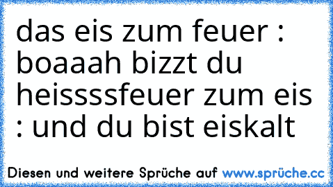 das eis zum feuer : boaaah bizzt du heissss
feuer zum eis : und du bist eiskalt