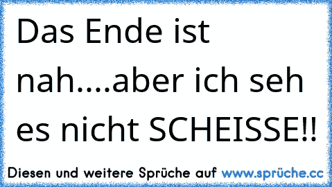 Das Ende ist nah....aber ich seh es nicht SCHEISSE!!