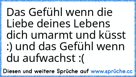 Das Gefühl wenn die Liebe deines Lebens dich umarmt und küsst :) und das Gefühl wenn du aufwachst :(