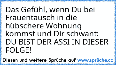 Das Gefühl, wenn Du bei Frauentausch in die hübschere Wohnung kommst und Dir schwant: DU BIST DER ASSI IN DIESER FOLGE!