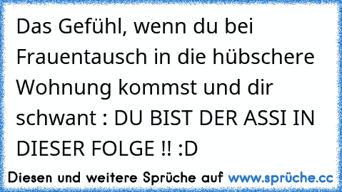 Das Gefühl, wenn du bei Frauentausch in die hübschere Wohnung kommst und dir schwant : DU BIST DER ASSI IN DIESER FOLGE !! :D