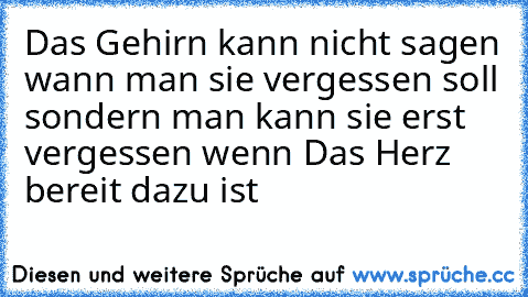 Das Gehirn kann nicht sagen wann man sie vergessen soll sondern man kann sie erst vergessen wenn Das Herz bereit dazu ist ♥