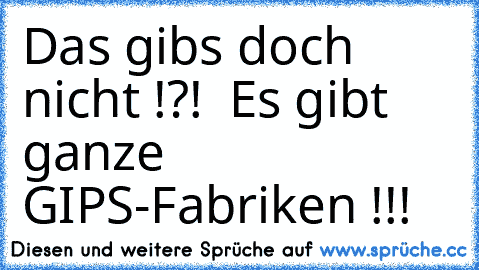 Das gibs doch nicht !?!  Es gibt ganze GIPS-Fabriken !!!