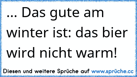 ... Das gute am winter ist: das bier wird nicht warm!