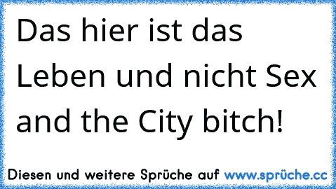 Das hier ist das Leben und nicht Sex and the City bitch!