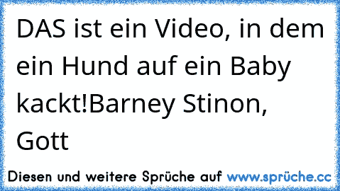 DAS ist ein Video, in dem ein Hund auf ein Baby kackt!
Barney Stinon, Gott