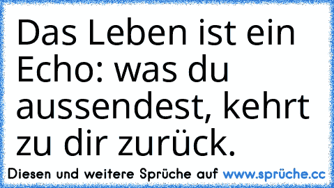 Das Leben ist ein Echo: was du aussendest, kehrt zu dir zurück.