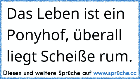 Das Leben ist ein Ponyhof, überall liegt Scheiße rum.