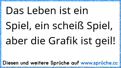 Das Leben ist ein Spiel, ein scheiß Spiel, aber die Grafik ist geil!