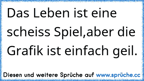 Das Leben ist eine scheiss Spiel,aber die Grafik ist einfach geil.