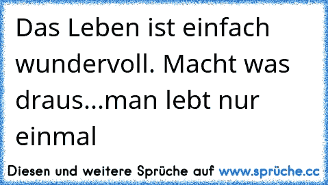 Das Leben ist einfach wundervoll. Macht was draus...man lebt nur einmal ♥