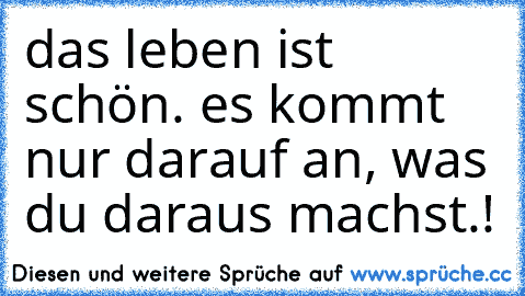 das leben ist schön. es kommt nur darauf an, was du daraus machst.! ♥