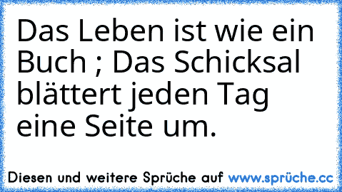 Das Leben ist wie ein Buch ; Das Schicksal blättert jeden Tag eine Seite um.