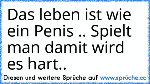 Das leben ist wie ein Penis .. Spielt man damit wird es hart..