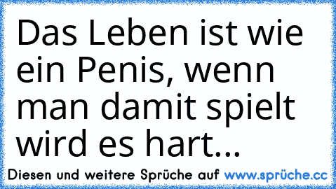 Das Leben ist wie ein Penis, wenn man damit spielt wird es hart...