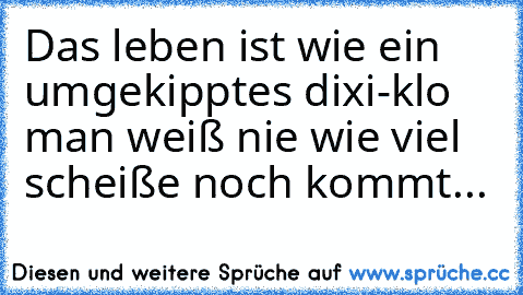 Das leben ist wie ein umgekipptes dixi-klo man weiß nie wie viel scheiße noch kommt...