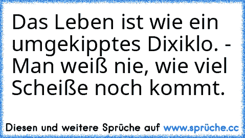 Das Leben ist wie ein umgekipptes Dixiklo. - Man weiß nie, wie viel Scheiße noch kommt.