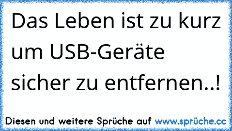 Das Leben ist zu kurz um USB-Geräte sicher zu entfernen..!