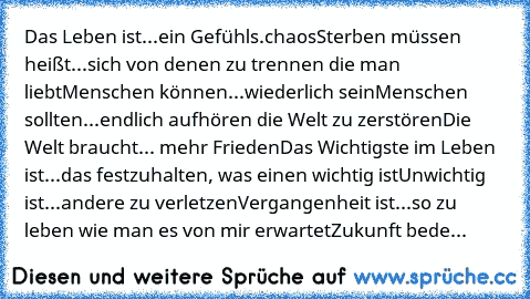 Das Leben Istein Gefühlschaossterben Müssen Heißtsich