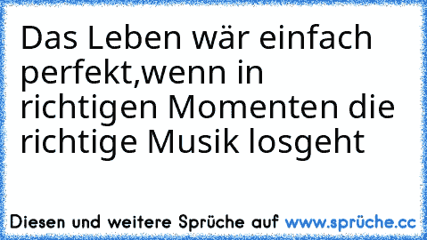 Das Leben wär einfach perfekt,
wenn in richtigen Momenten die richtige Musik losgeht ♥